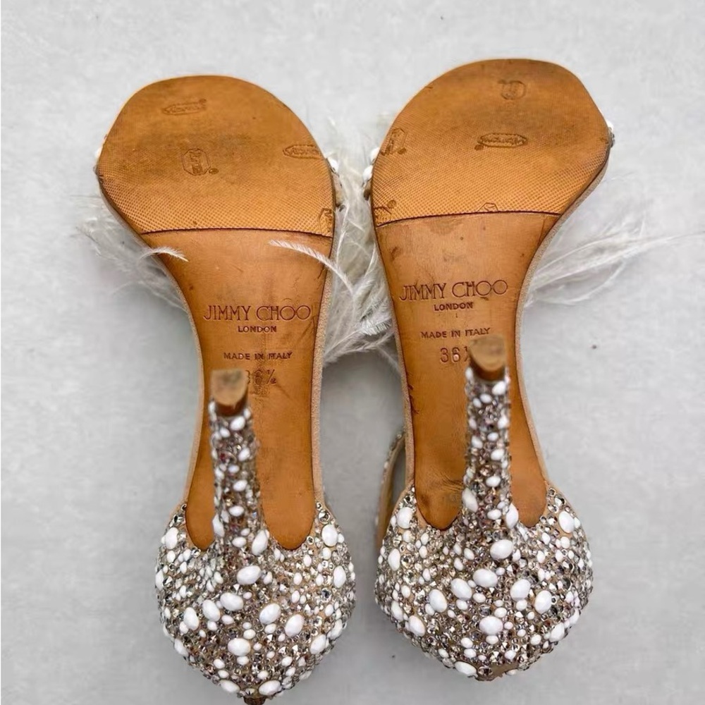 Jimmy Choo Pearl and Feather Embellished Heels - Picture 4 of 5